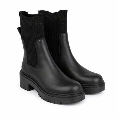 Chelsea Boots Chunky con Inserto in Maglia