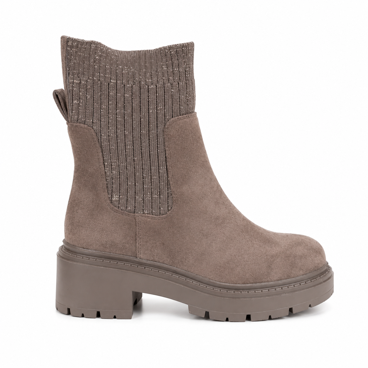 Chelsea Boots Chunky con Inserto in Maglia