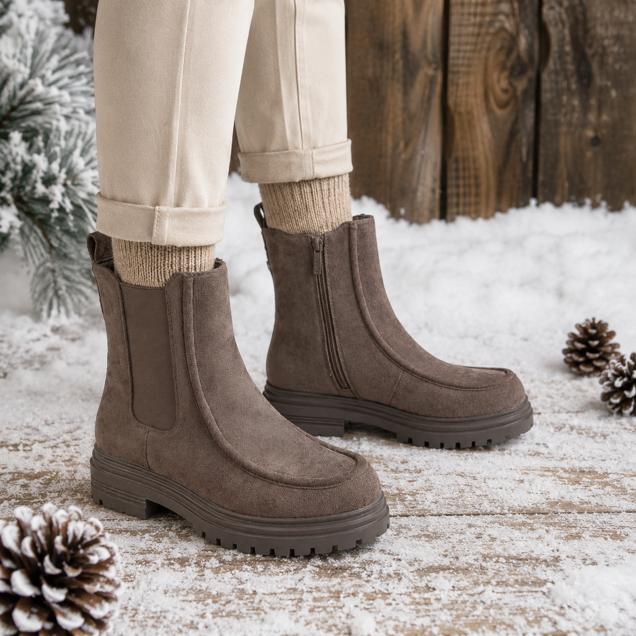 Stivaletti Chelsea Chunky in Camoscio