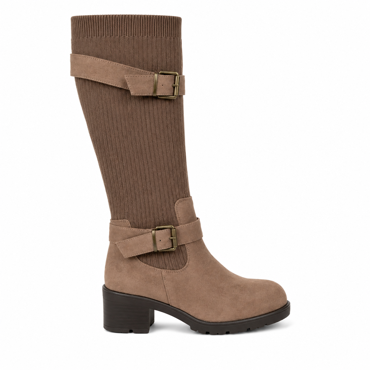 Stivali biker con gambale elasticizzato e fibbie
