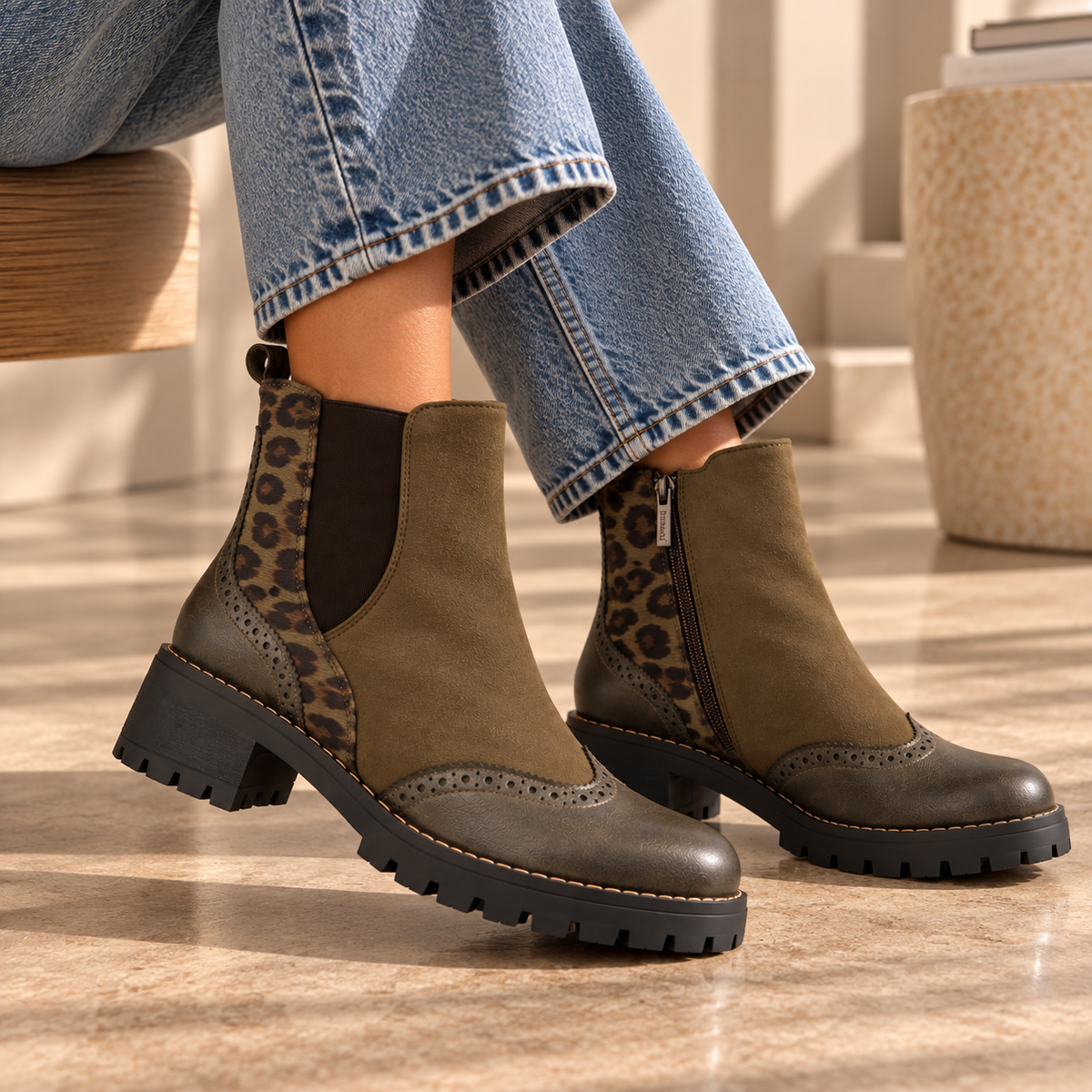 Stivaletto Chelsea con dettaglio animalier