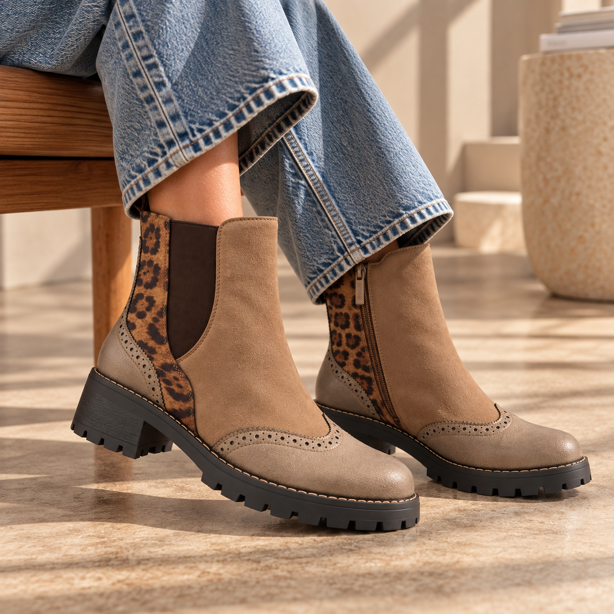 Stivaletto Chelsea con dettaglio animalier