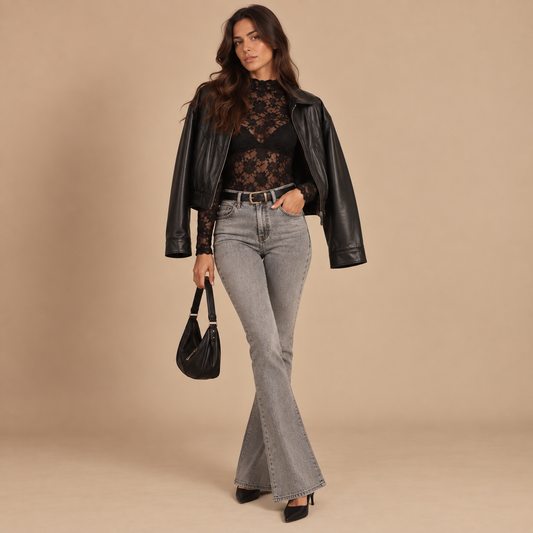 Giacca Chiodo cropped effetto pelle