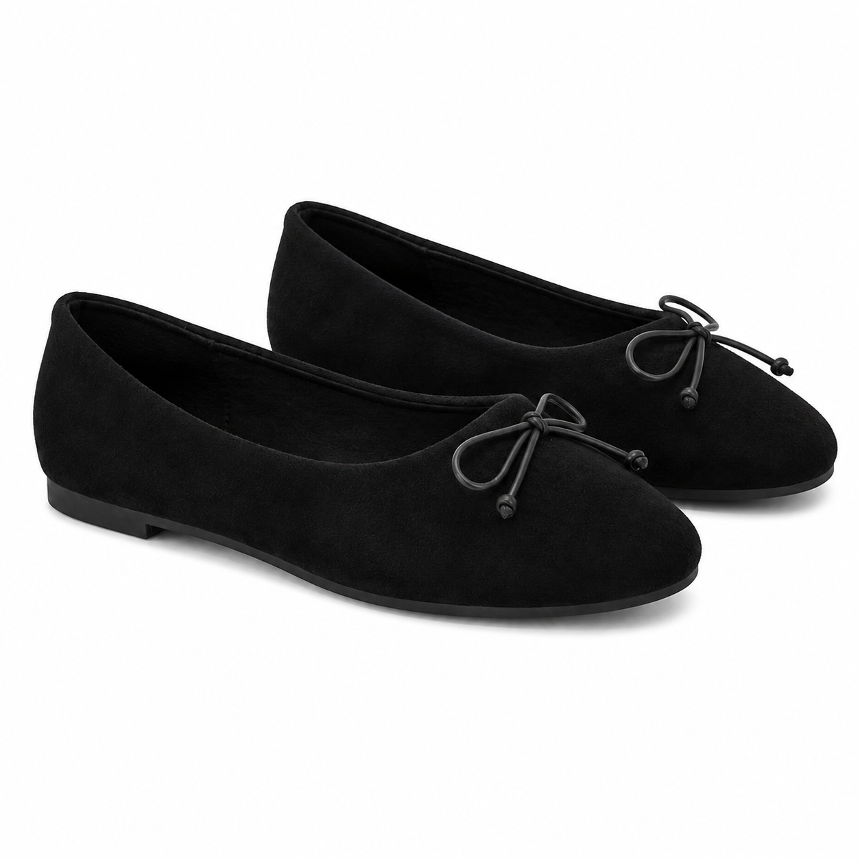Ballerine in effetto suede con fiocchetto