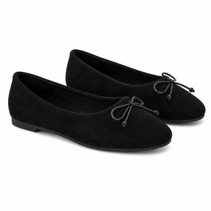 Ballerine in effetto suede con fiocchetto