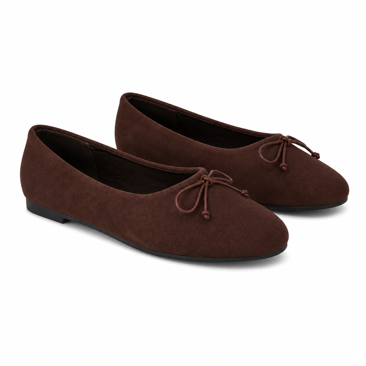 Ballerine in effetto suede con fiocchetto
