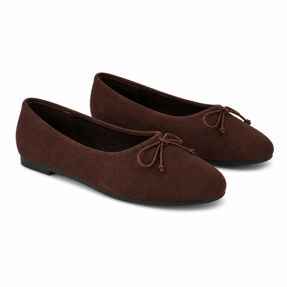 Ballerine in effetto suede con fiocchetto