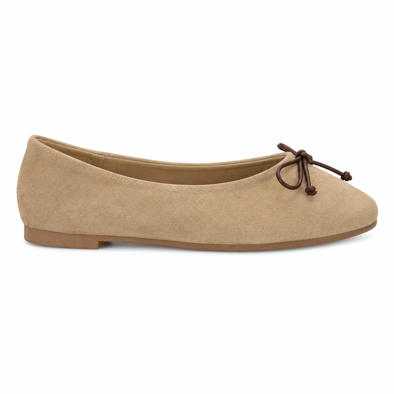 Ballerine in effetto suede con fiocchetto