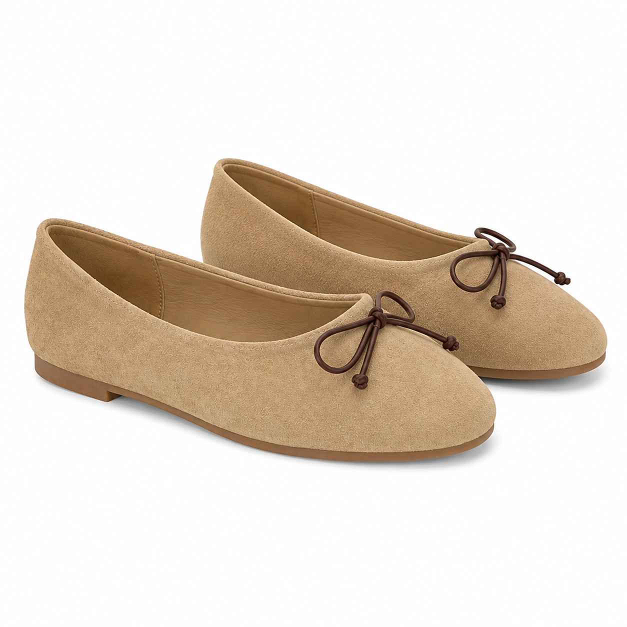 Ballerine in effetto suede con fiocchetto