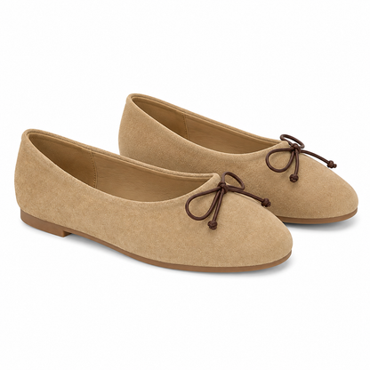 Ballerine in effetto suede con fiocchetto