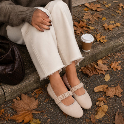 Ballerina Mary Jane con Cinturino Arricciato