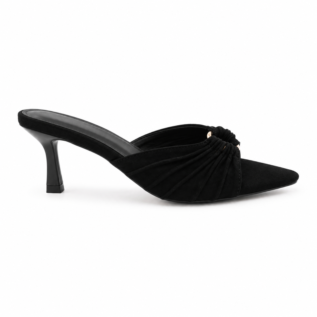 Mules Donna Eleganti in Camoscio con Dettaglio Oro – Nero e Marrone