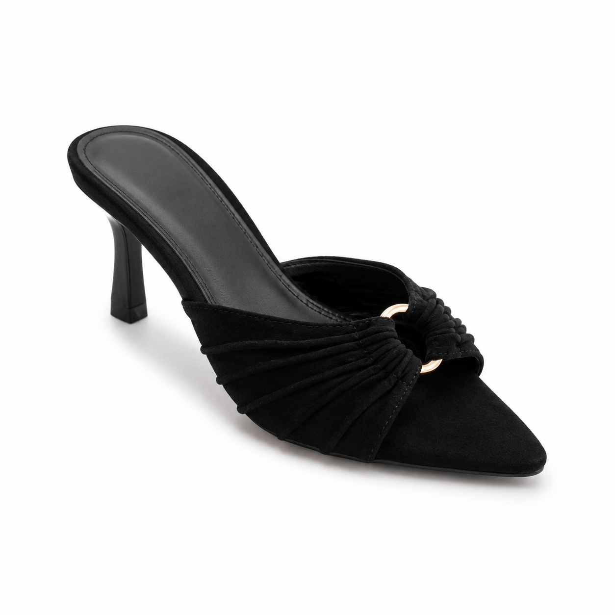 Mules Donna Eleganti in Camoscio con Dettaglio Oro – Nero e Marrone
