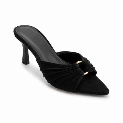 Mules Donna Eleganti in Camoscio con Dettaglio Oro – Nero e Marrone