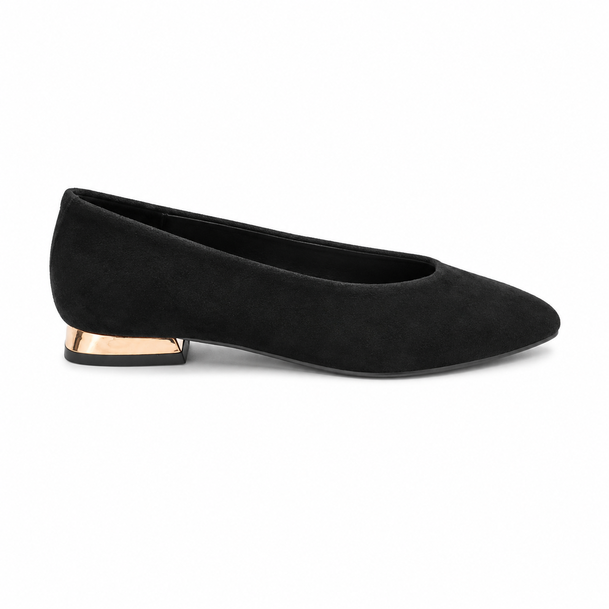 Ballerine effetto suede con tacco metallizzato