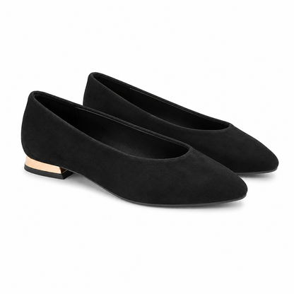 Ballerine effetto suede con tacco metallizzato
