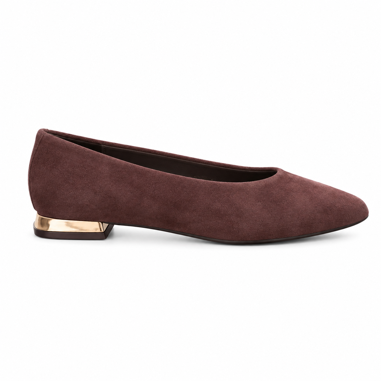 Ballerine effetto suede con tacco metallizzato