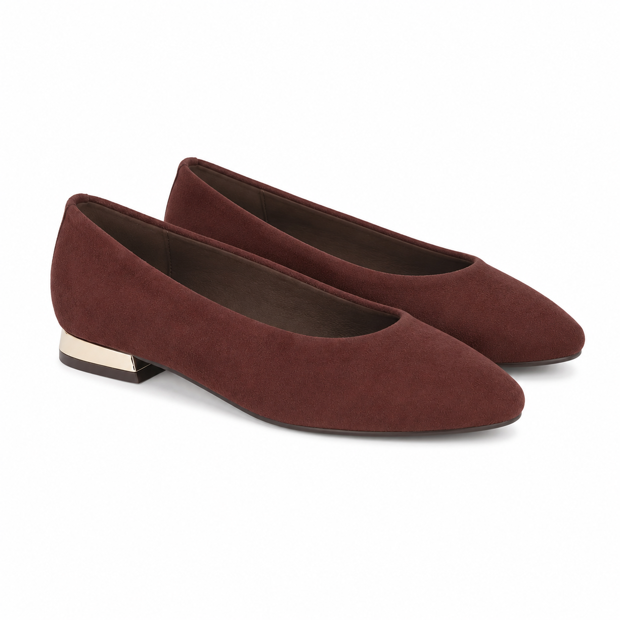 Ballerine effetto suede con tacco metallizzato