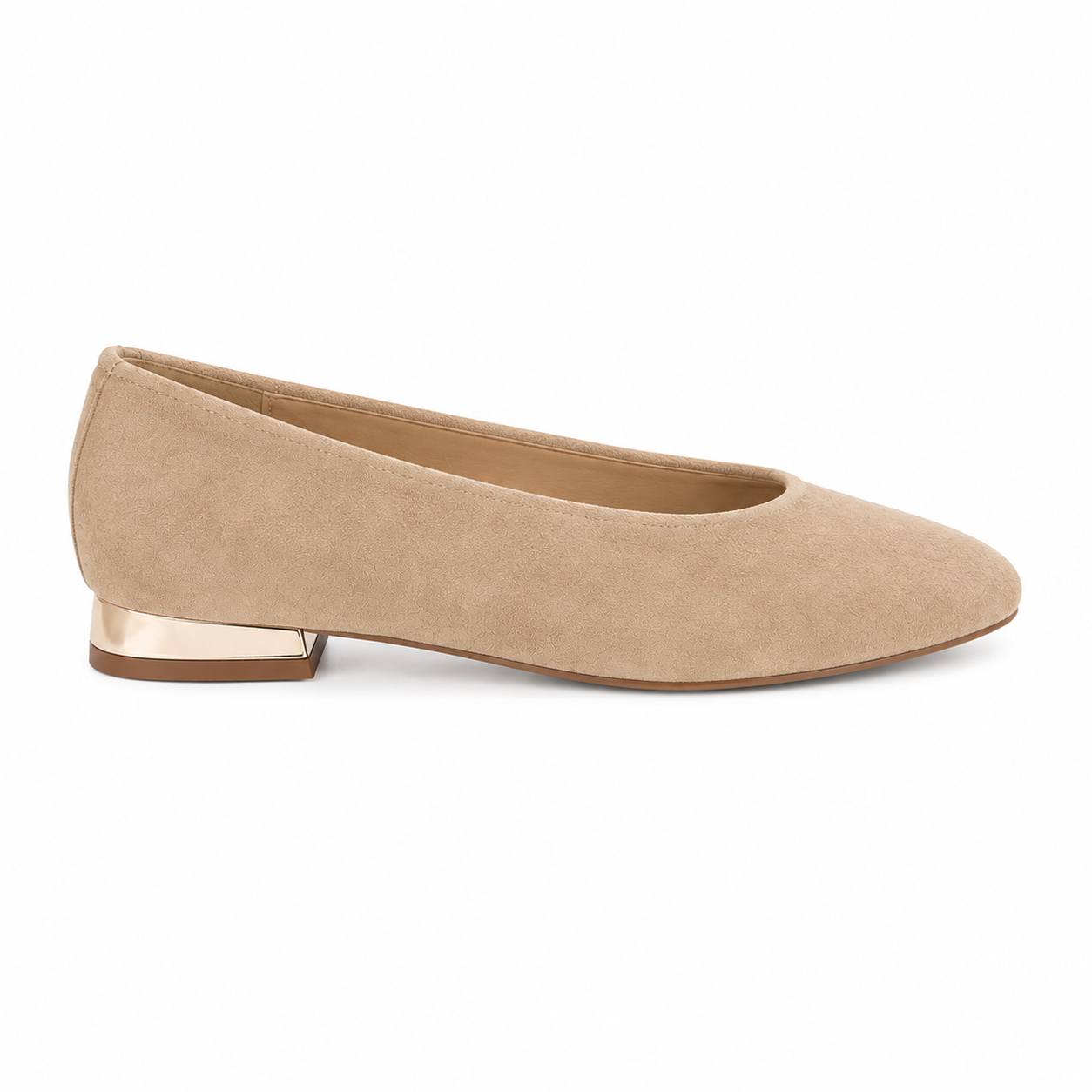 Ballerine effetto suede con tacco metallizzato
