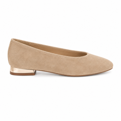 Ballerine effetto suede con tacco metallizzato