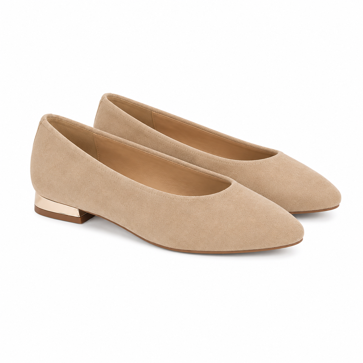 Ballerine effetto suede con tacco metallizzato