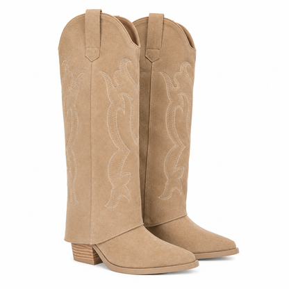 Stivale Camperos Alto con Gambale Layered – Moka e khaki