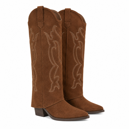 Stivale Camperos Alto con Gambale Layered – Moka e khaki