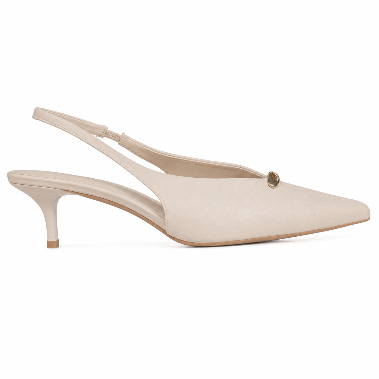 Slingback a punta con tacco e dettaglio metallico