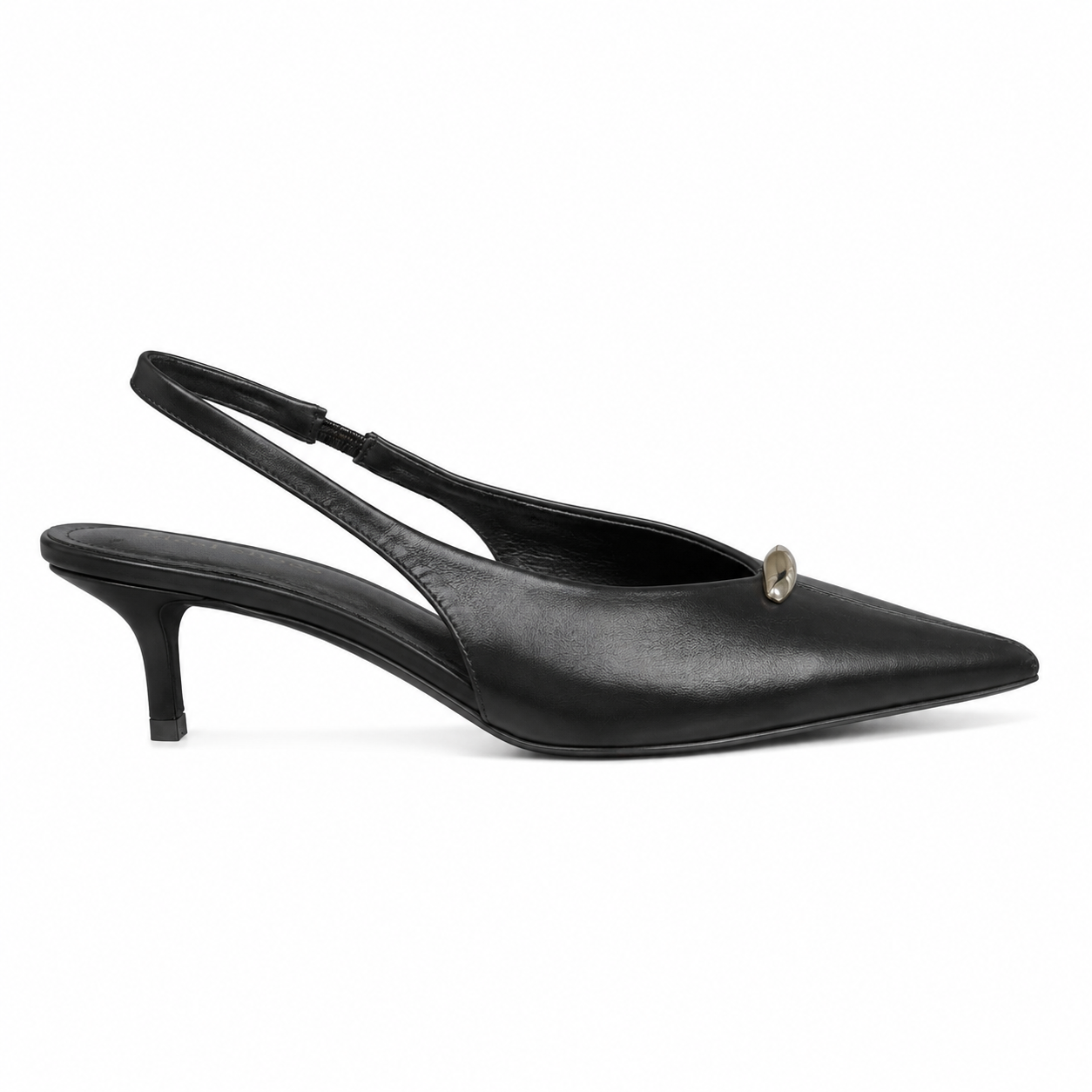 Slingback a punta con tacco e dettaglio metallico