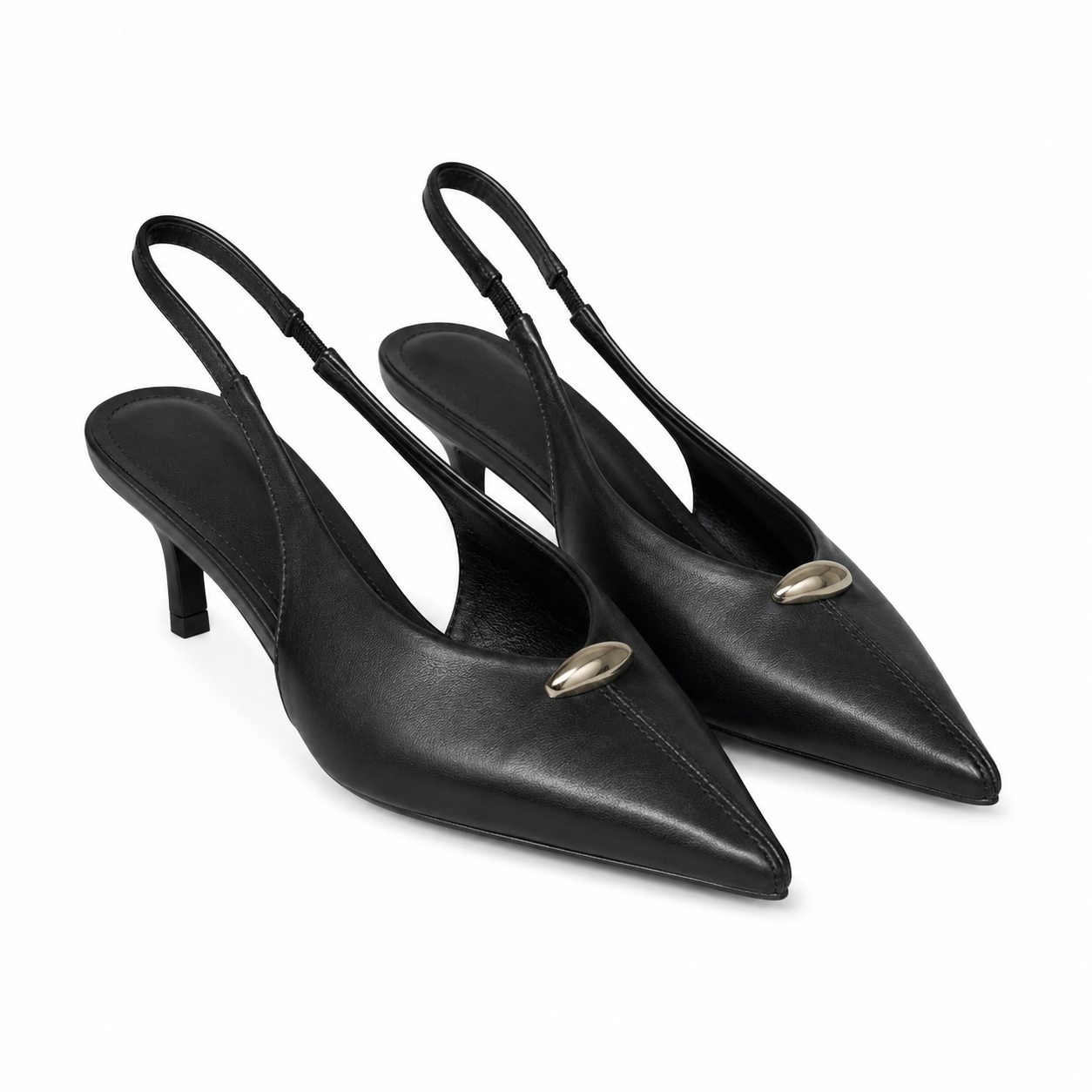 Slingback a punta con tacco e dettaglio metallico