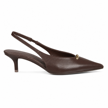 Slingback a punta con tacco e dettaglio metallico