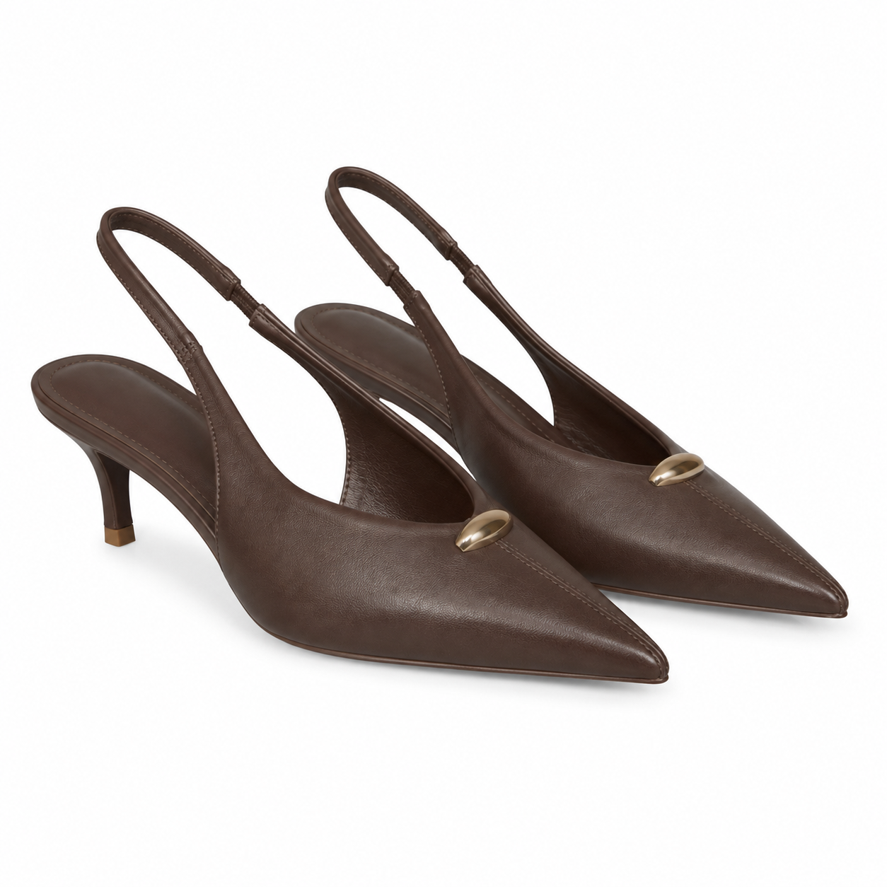 Slingback a punta con tacco e dettaglio metallico