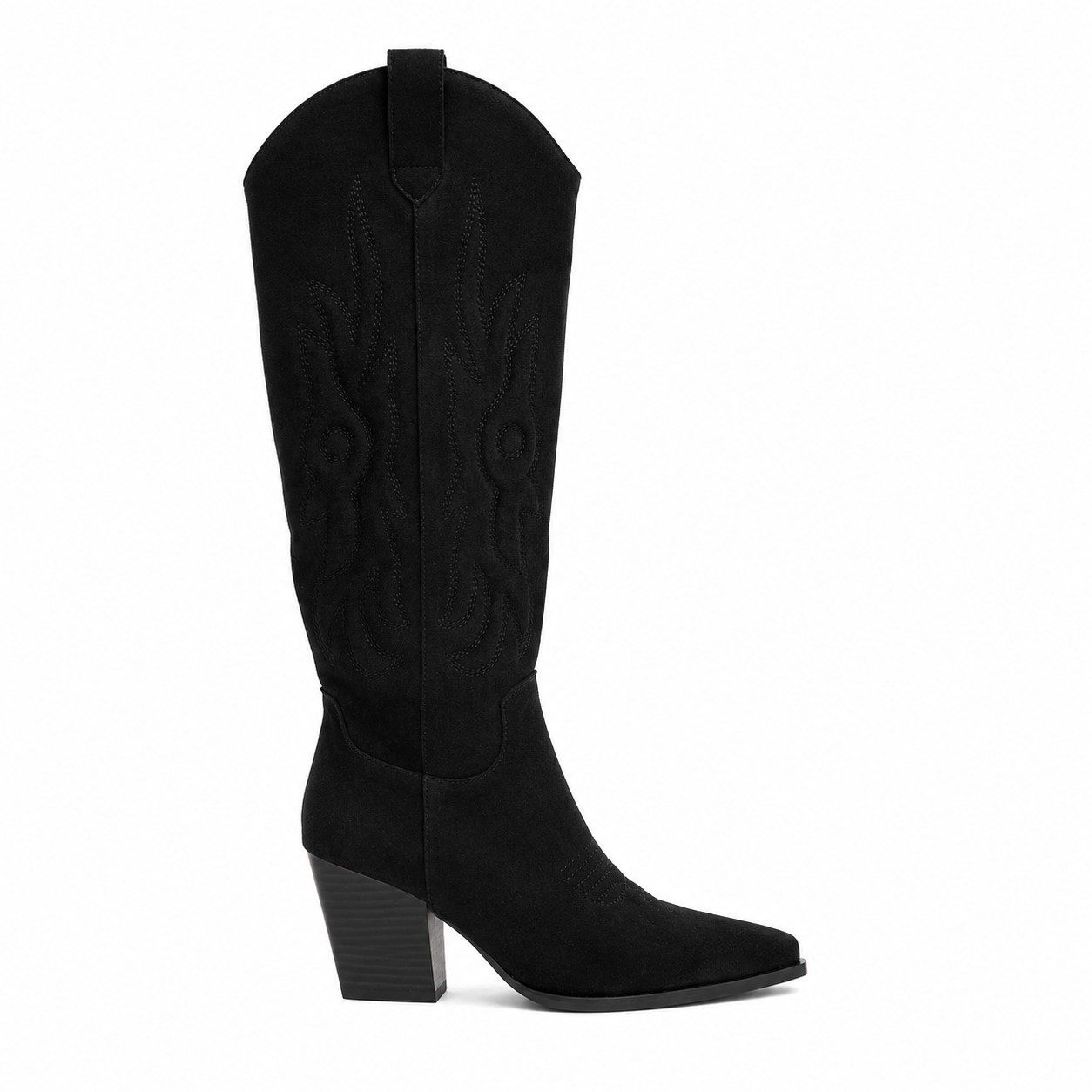 Stivale Texano Alto Donna in Camoscio con Ricami