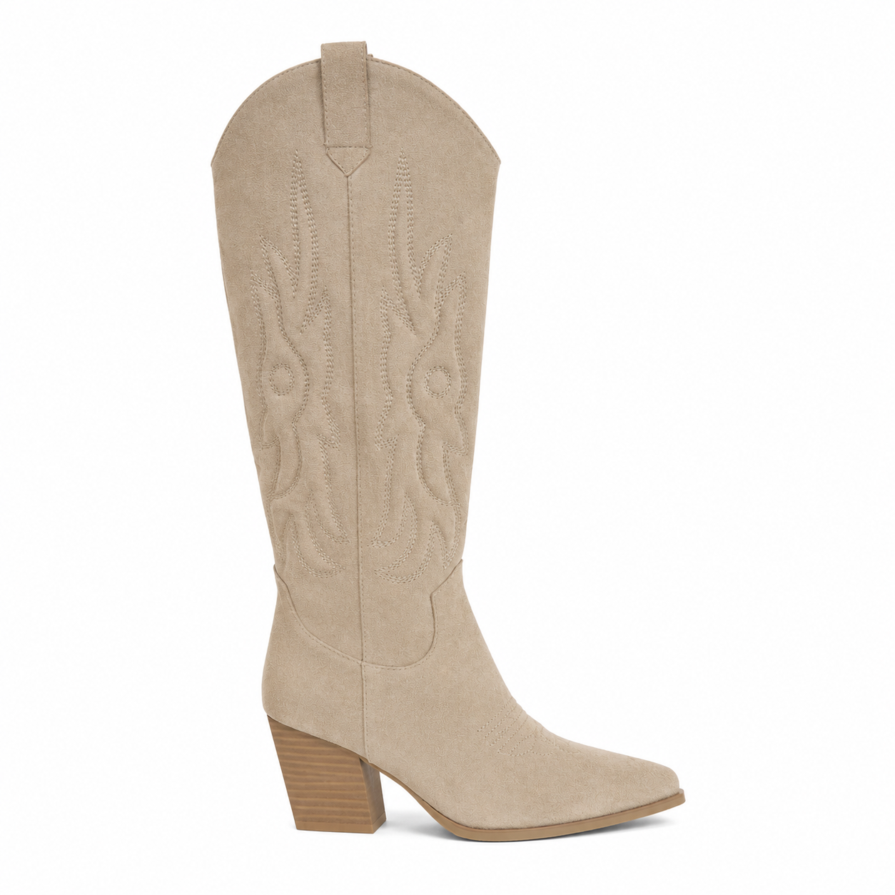 Stivale Texano Alto Donna in Camoscio con Ricami