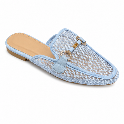 Sabot Donna Traforato Azzurro con Morsetto Decorativo