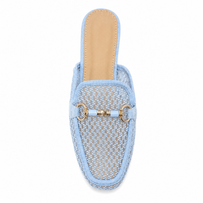 Sabot Donna Traforato Azzurro con Morsetto Decorativo