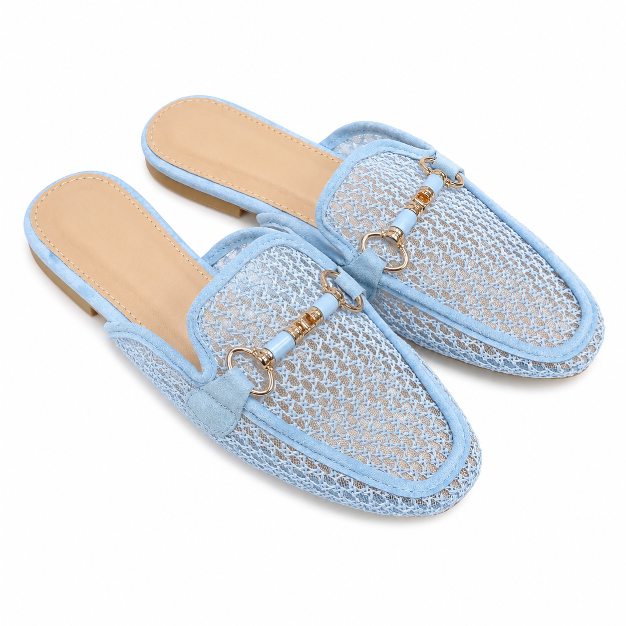 Sabot Donna Traforato Azzurro con Morsetto Decorativo