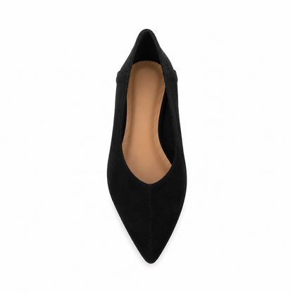 Ballerina Donna a Punta Effetto Camoscio – Nero, Verde Salvia e Rosa