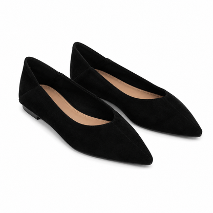 Ballerina Donna a Punta Effetto Camoscio – Nero, Verde Salvia e Rosa