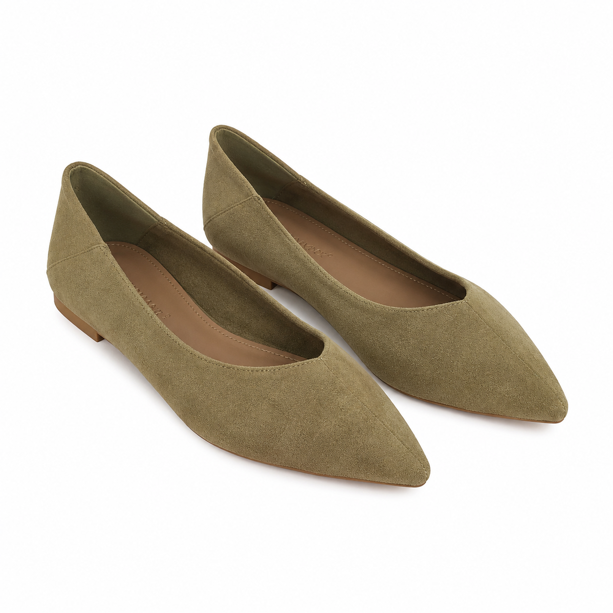 Ballerina Donna a Punta Effetto Camoscio – Nero, Verde Salvia e Rosa