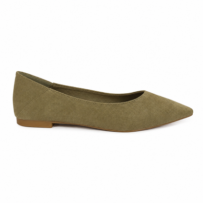 Ballerina Donna a Punta Effetto Camoscio – Nero, Verde Salvia e Rosa