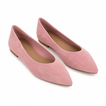Ballerina Donna a Punta Effetto Camoscio – Nero, Verde Salvia e Rosa