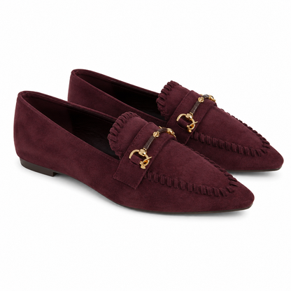 Mocassino a Punta in Camoscio con Morsetto Gioiello