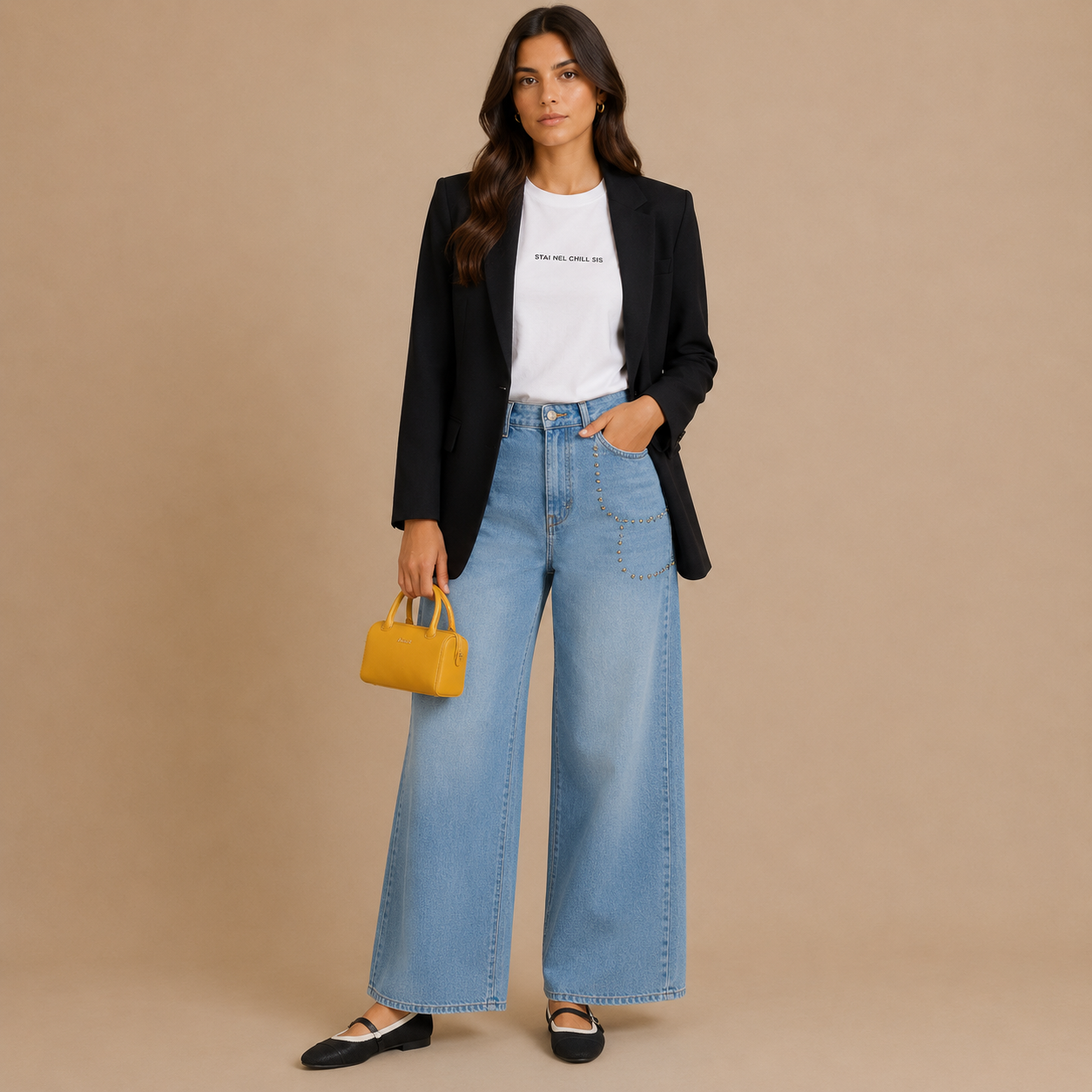 Jeans Donna Wide Leg con Catena Gioiello Mimì-Muà