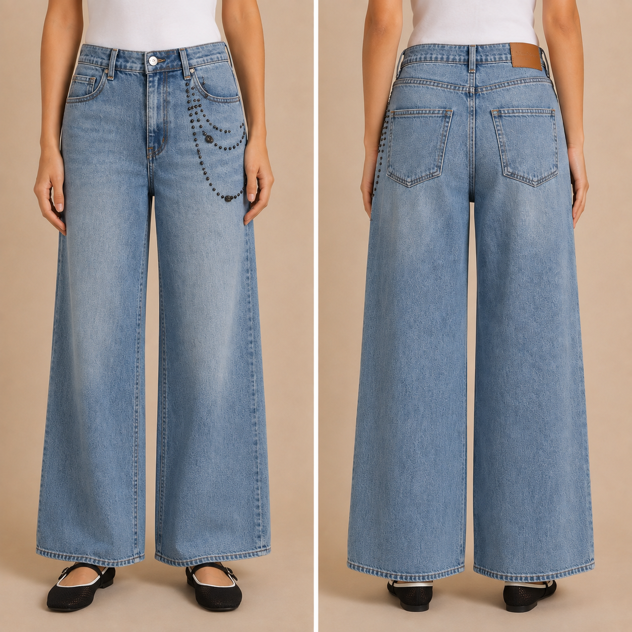 Jeans Donna Wide Leg con Catena Gioiello Mimì-Muà