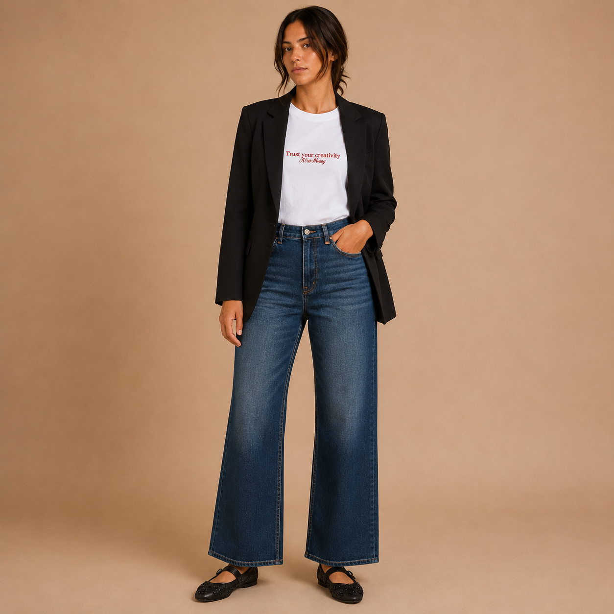Jeans Donna Wide Leg Blu Scuro Mimì-Muà