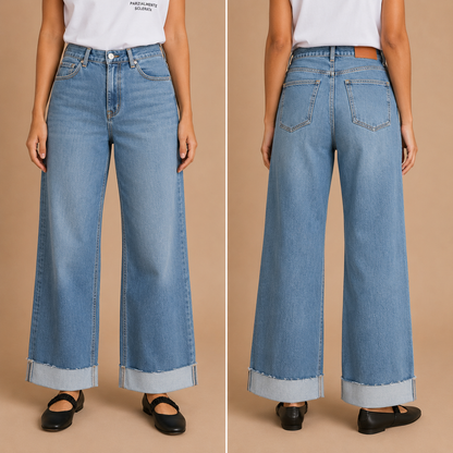 Jeans Donna Wide Leg con Maxi Risvolto Mimì-Muà