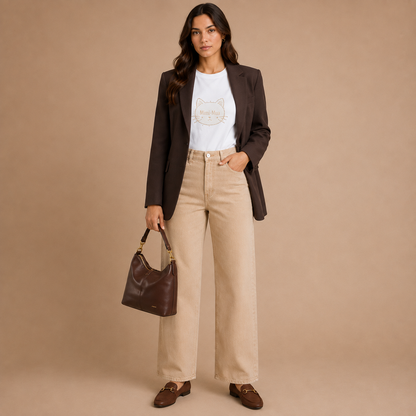 Jeans Donna Wide Leg Cammello Mimì-Muà