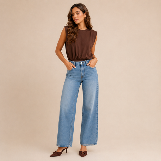 Jeans Palazzo Donna Vita Alta