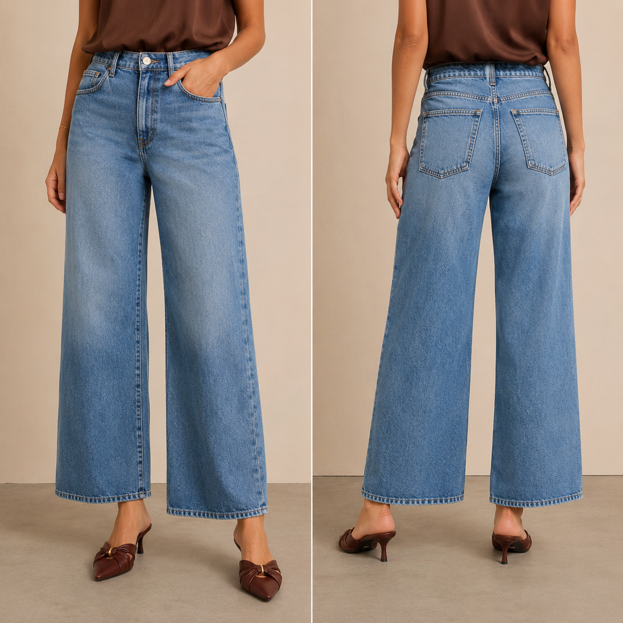 Jeans Palazzo Donna Vita Alta